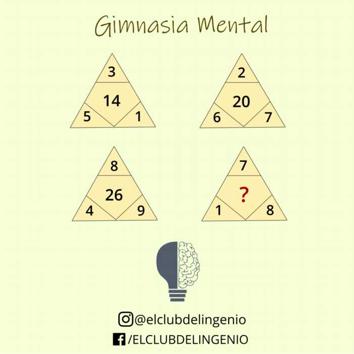 Triángulos con números para hacer gimnasia mental